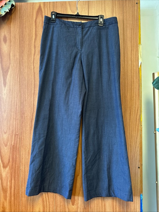 Pants - J. Jill Steel Blue Grey Gray Wide Leg Dress Pants Size 12 Regular Dressy Casual